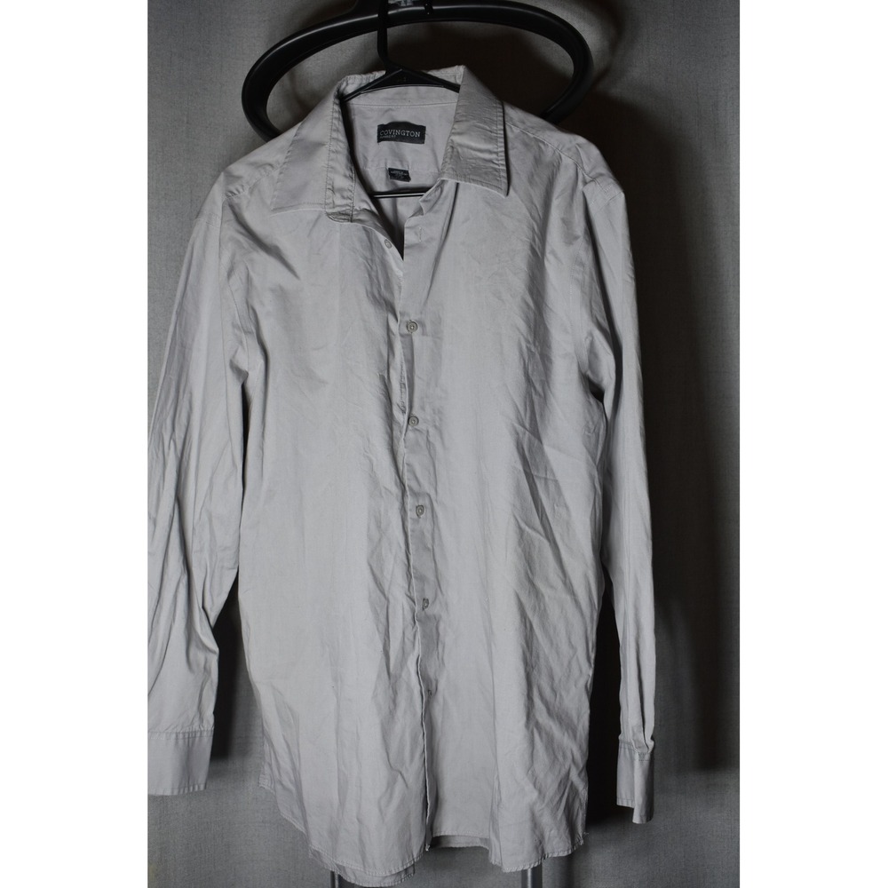 Covington Classic Fit Mens Long Sleeve Button Down Shirt Light Grey Large
